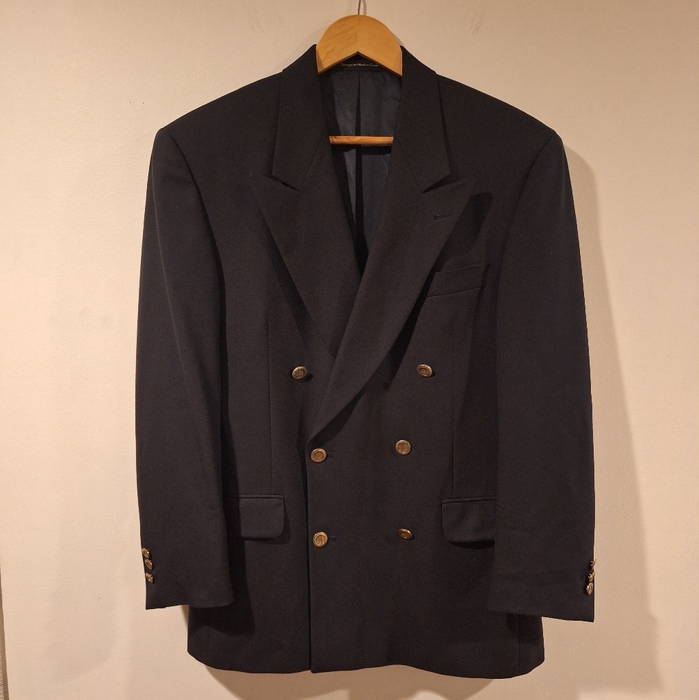 Vintage Hyde Park Men's Blazer - Navy Blue 38 Short 100% wool